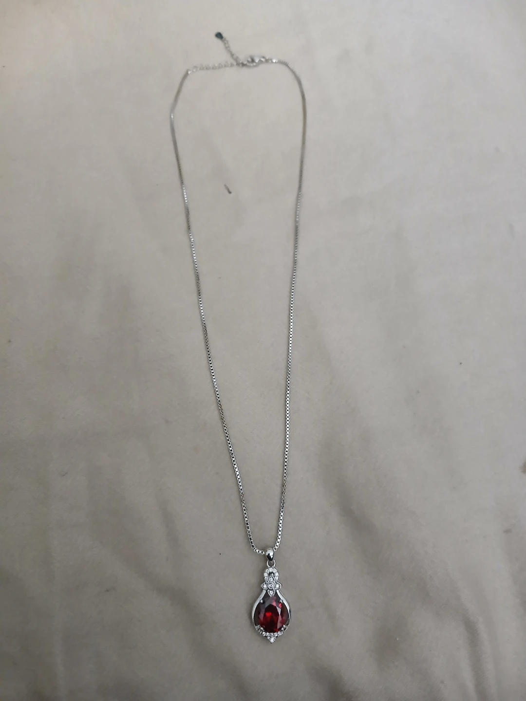 925 Silver, Lab Grown Ruby, & Synthetic Zirconia Necklace - photo 5