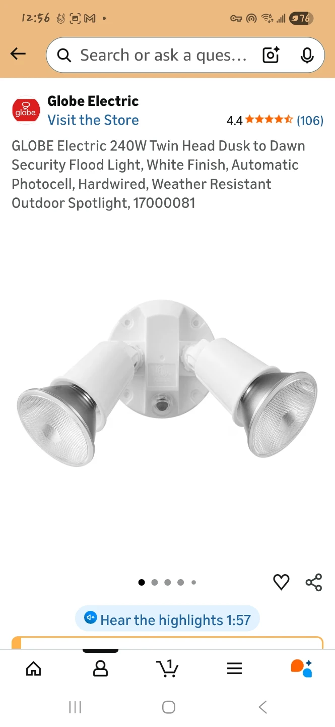 GLOBE Electric Twin Head Security Flood Light