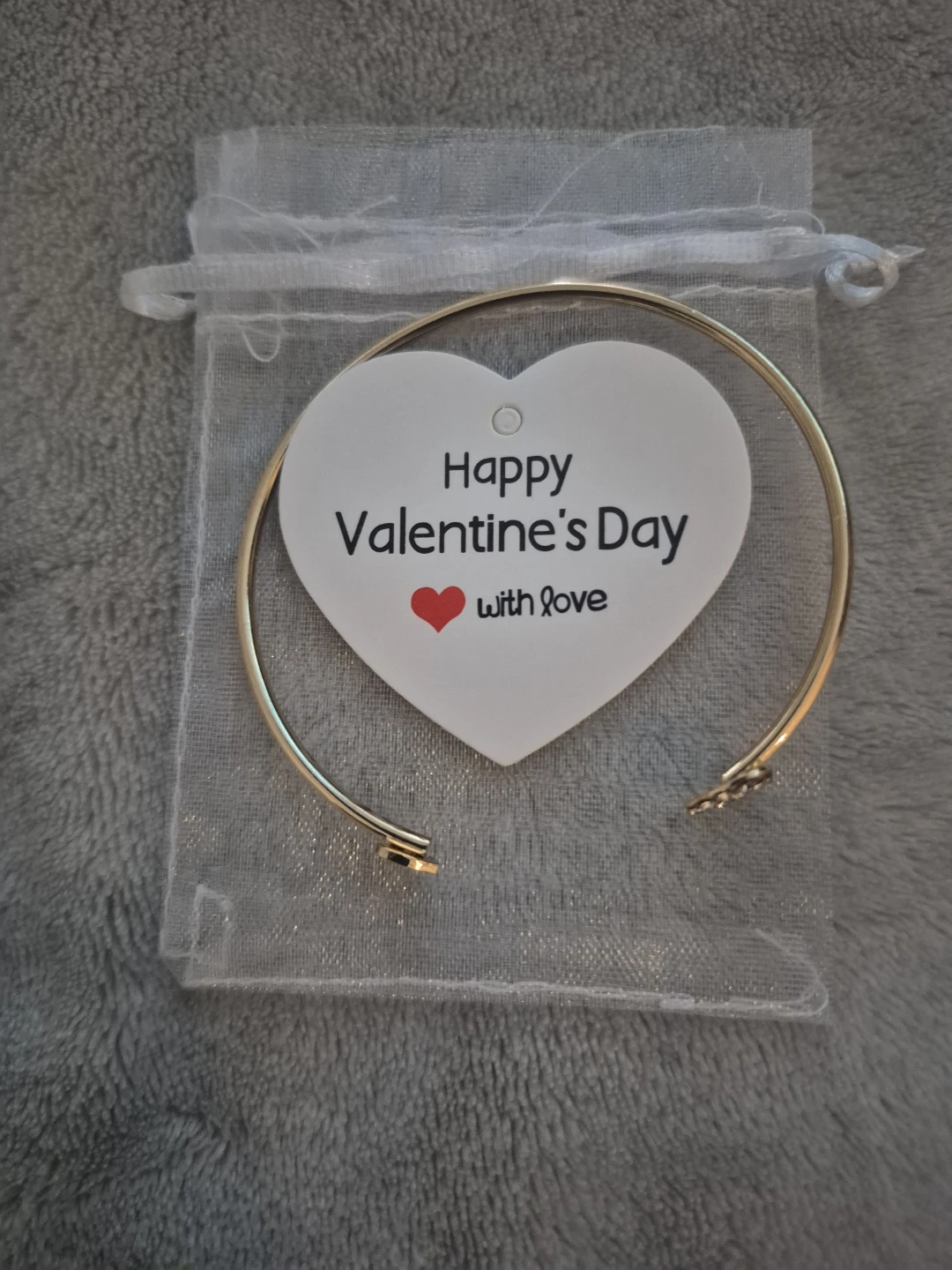 Gold Tone Heart Cuff Bracelet with Rhinestones - photo 3