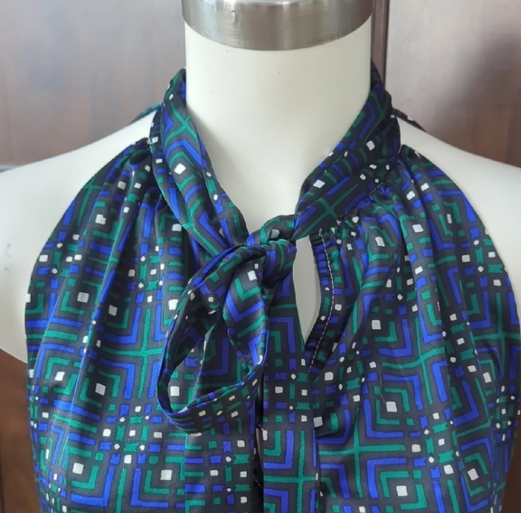 Banana Republic Women's Halter Top XS Blue Green Geometric Print - photo 2