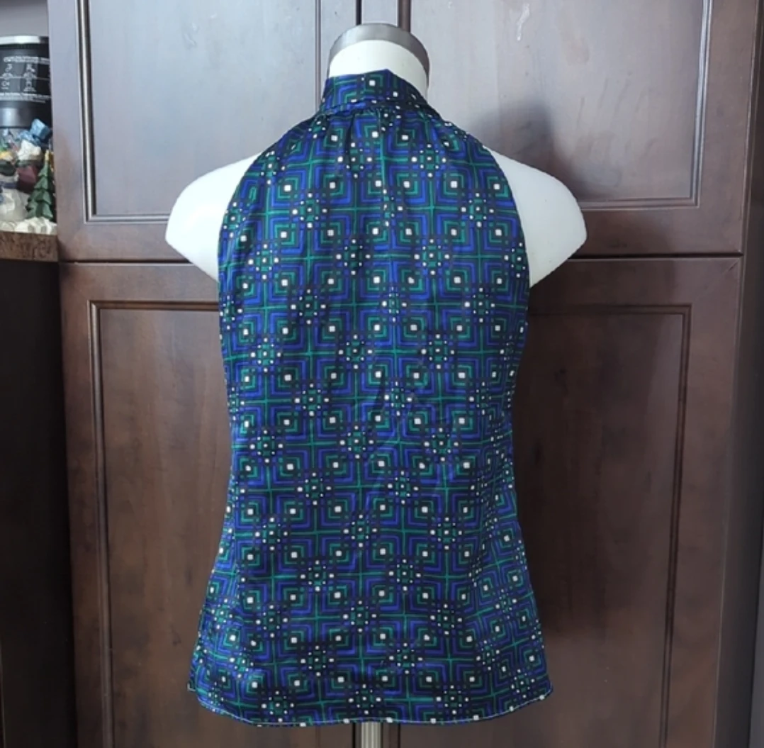 Banana Republic Women's Halter Top XS Blue Green Geometric Print - photo 3