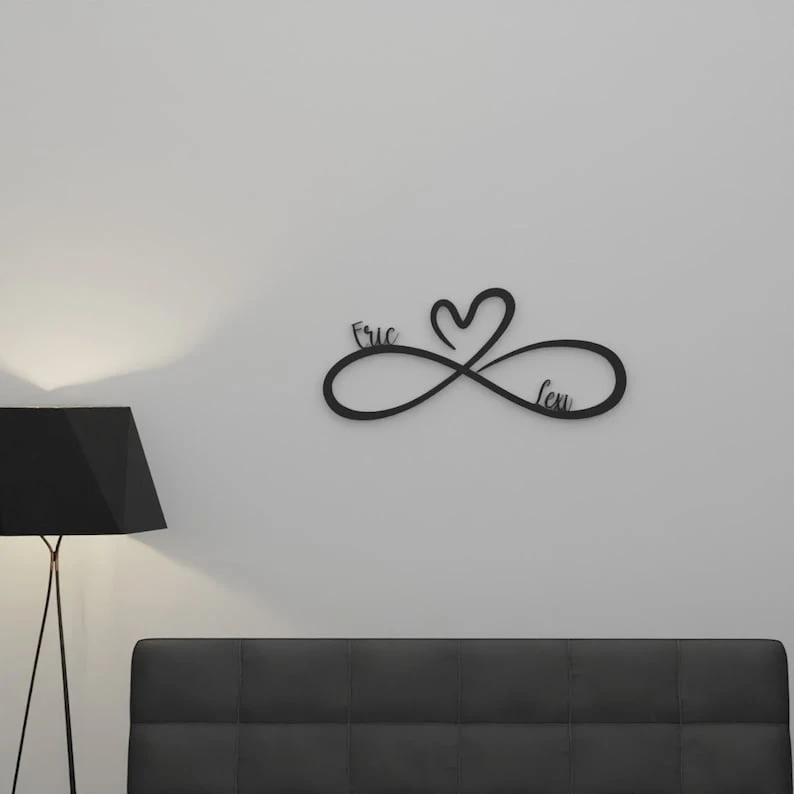 Infinity Heart Name Sign - customised with any couple name..