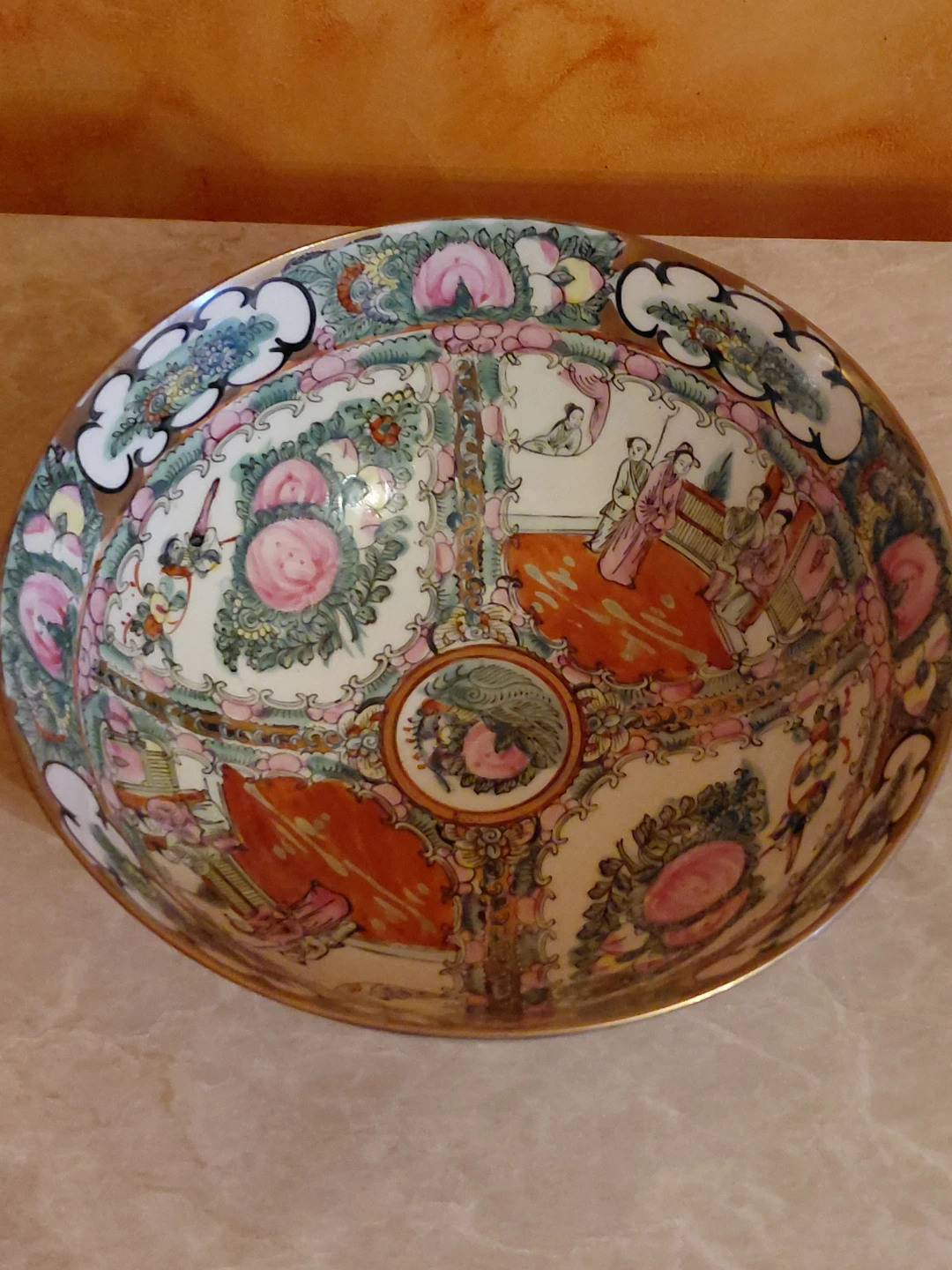 Decorative Ceramic Bowl with Asian Motif