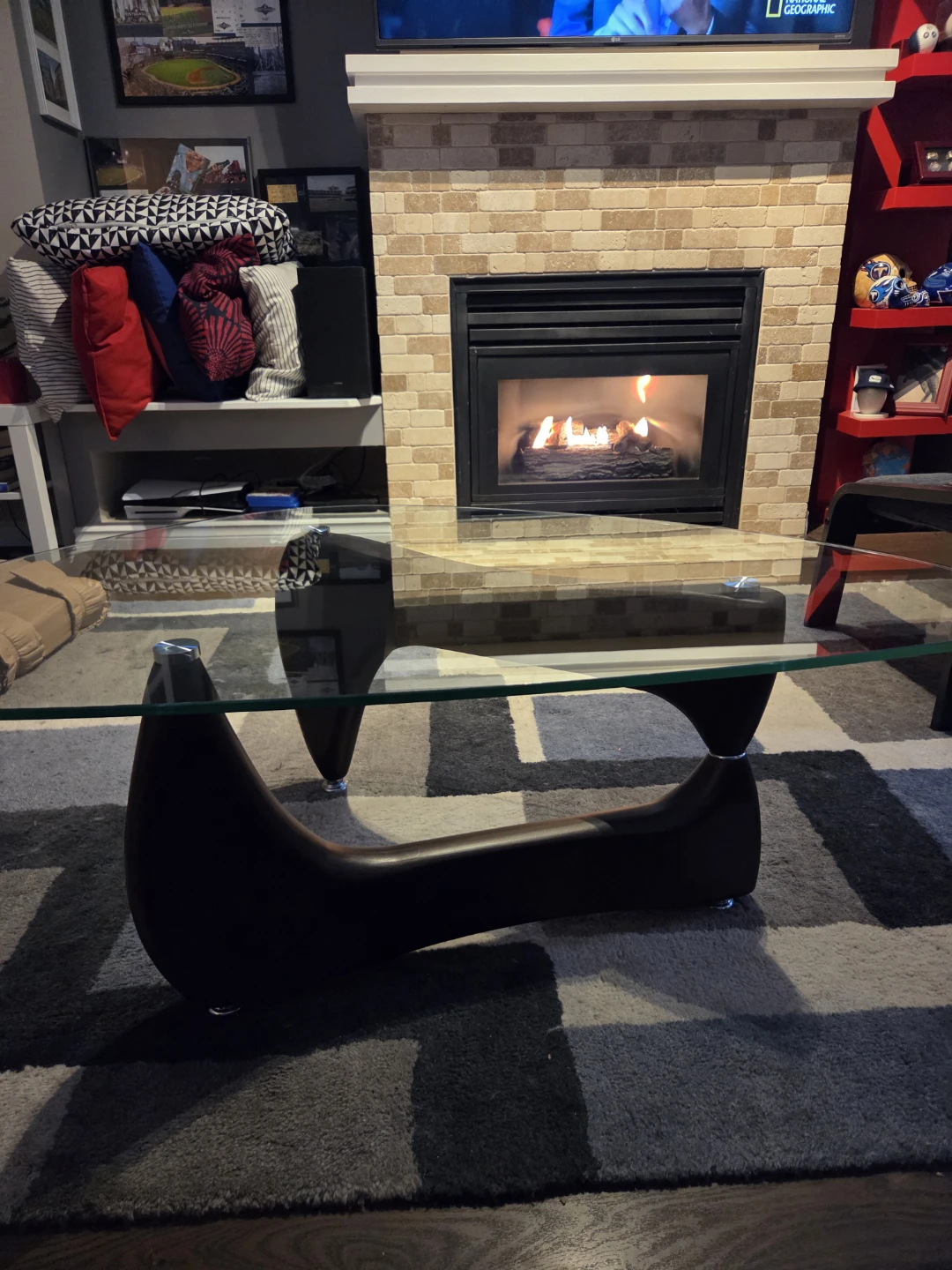 Glass/wood coffee table