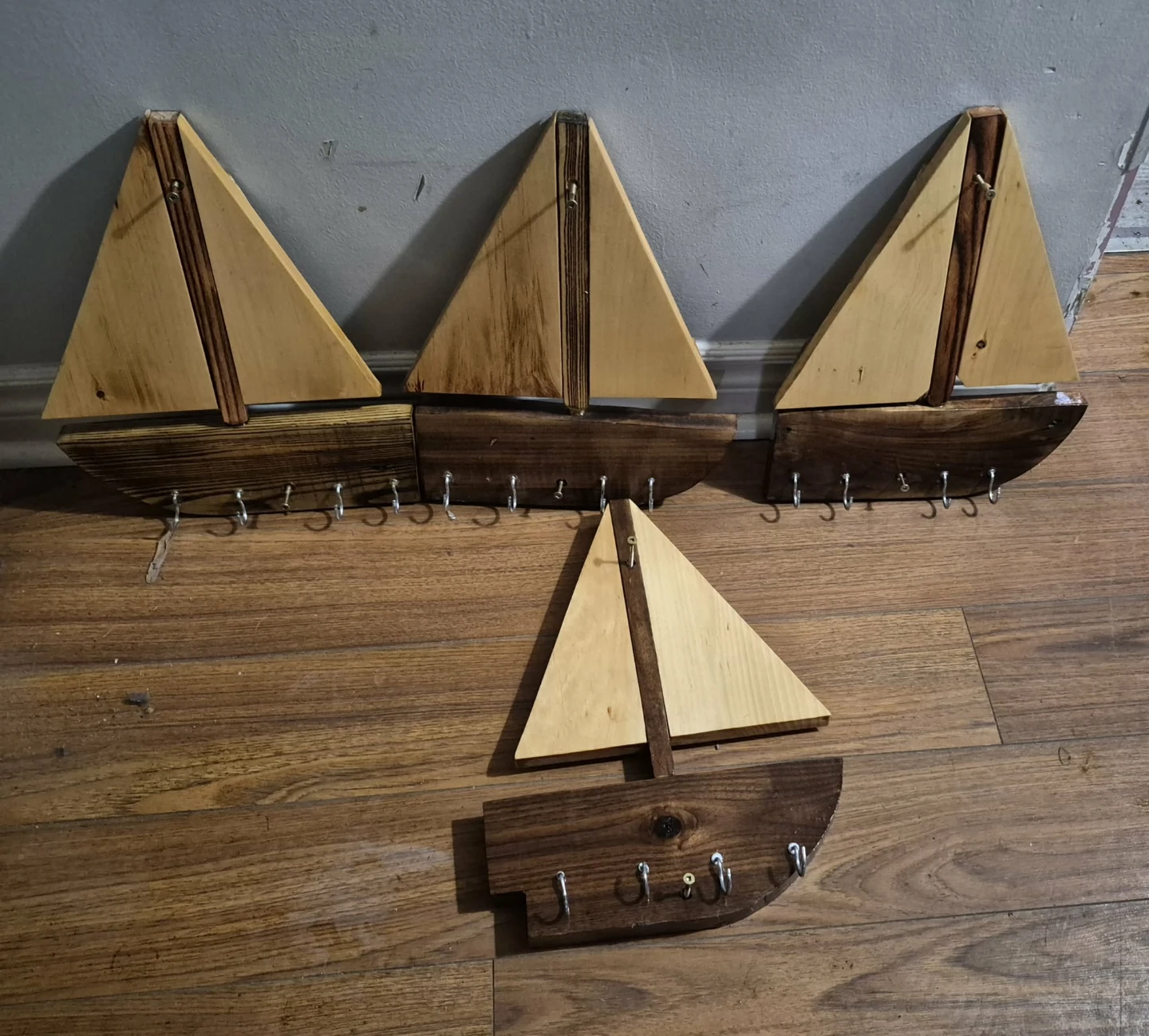 Wooden Sailboat Key Holder Rack - photo 2