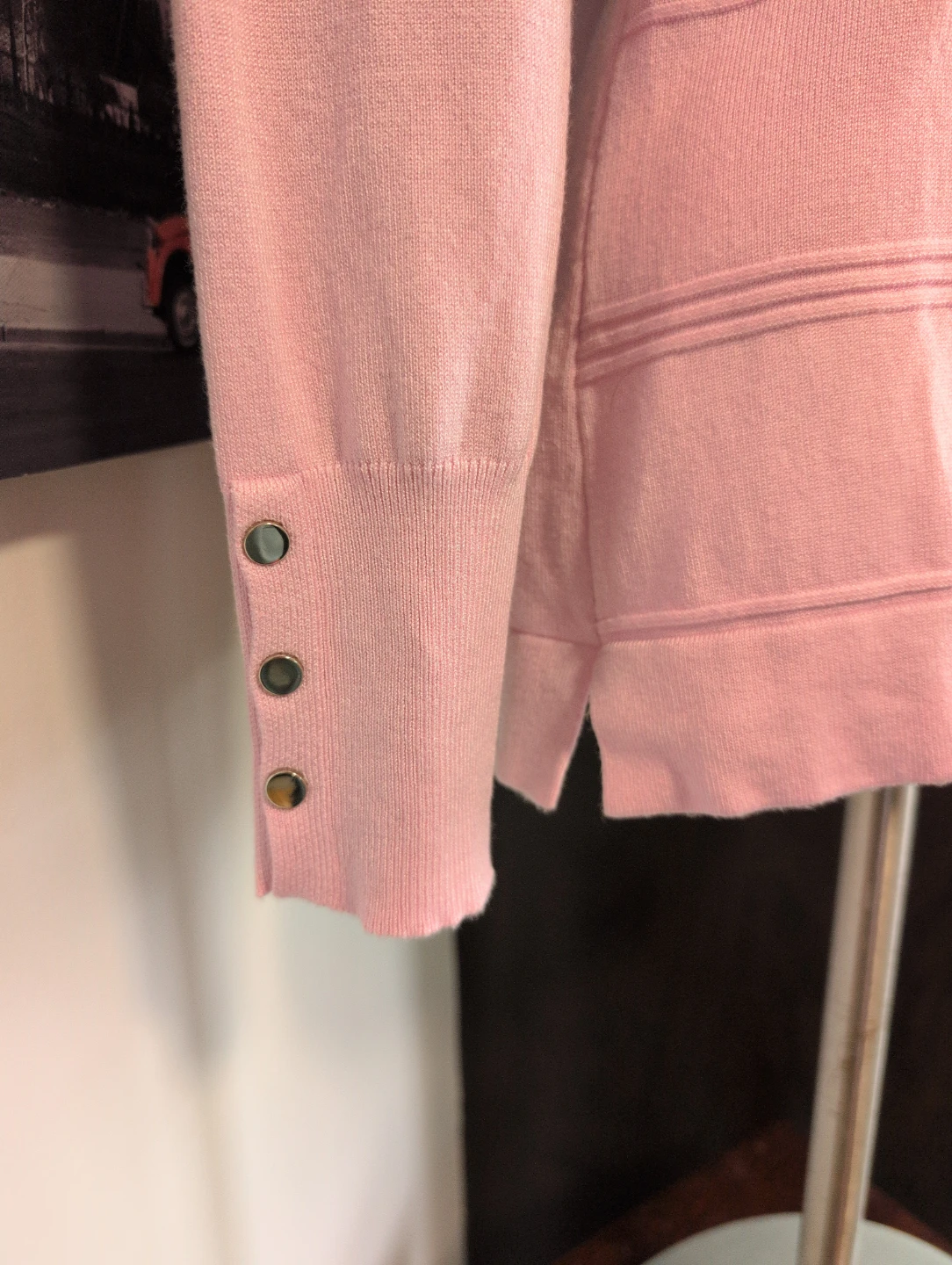 KLEIO Pink V-Neck Sweater with Rhinestone Detail - Size S - photo 3