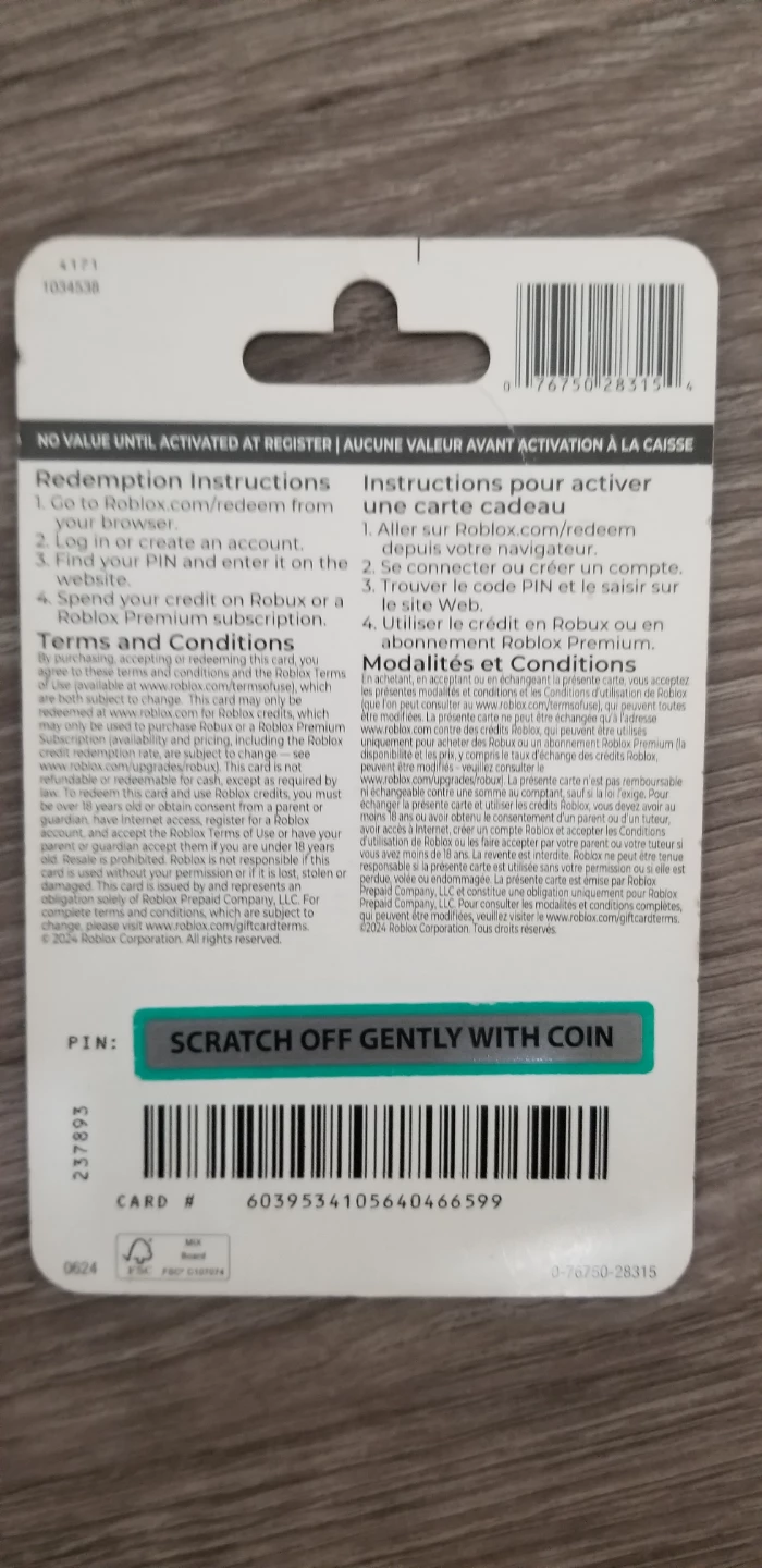 $25 CAD Roblox Gift Card - photo 2