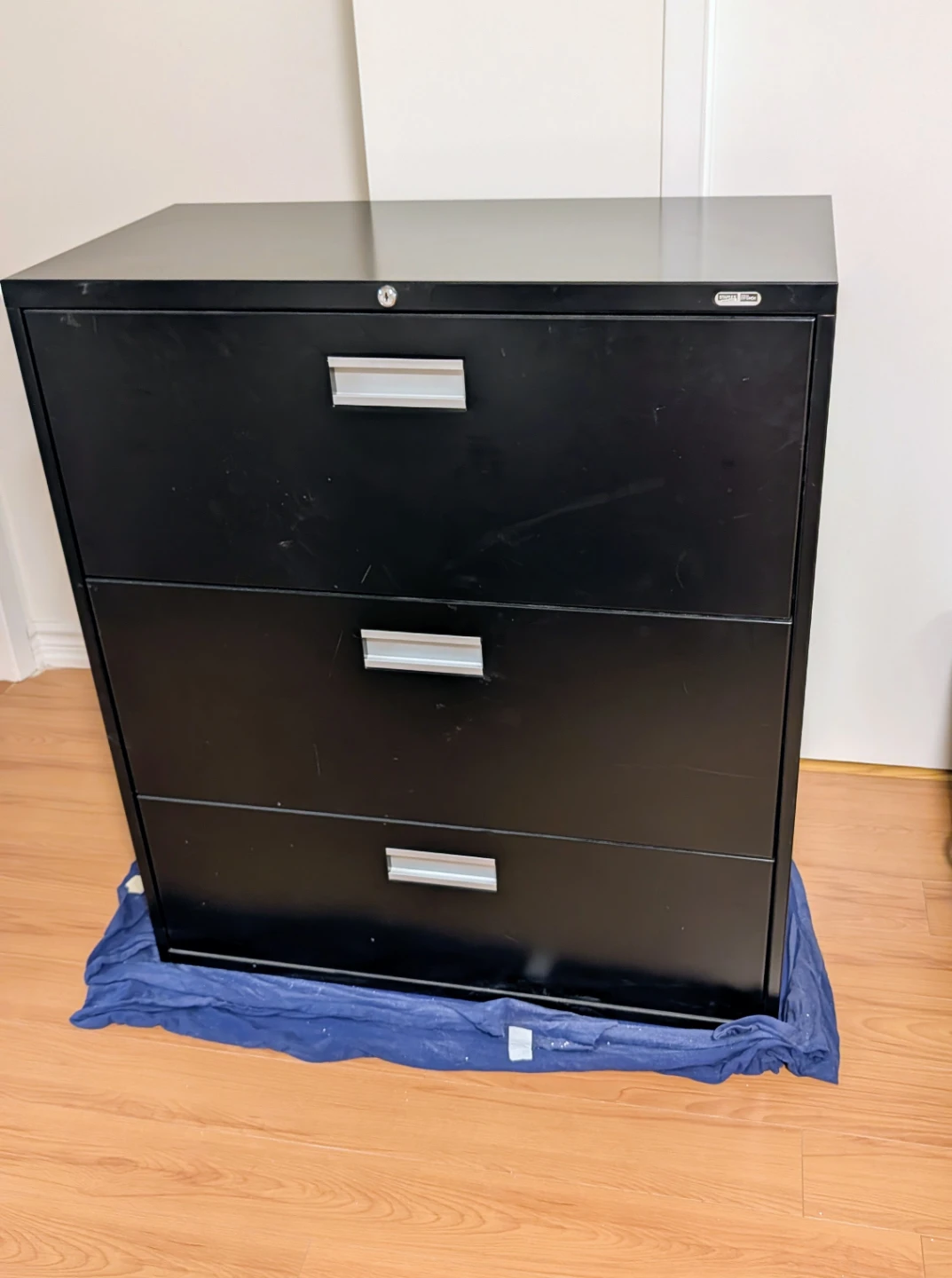 Black 3-Drawer Filing Cabinet (Staples Lateral Filing Cabinet) - photo 2