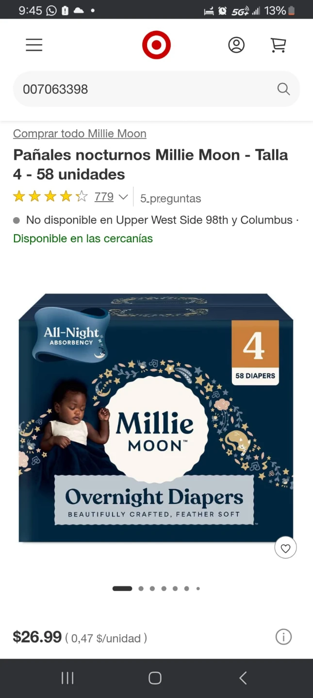 Millie Moon Overnight Diapers - Size 4, 58 Count