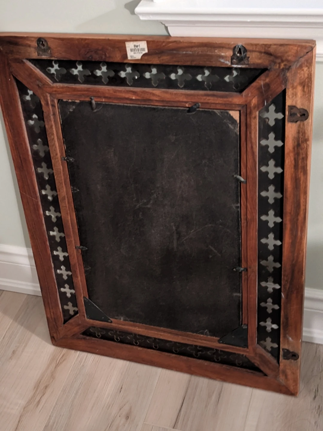 Decorative Wooden Mirror with Black Metal Inlay - photo 4