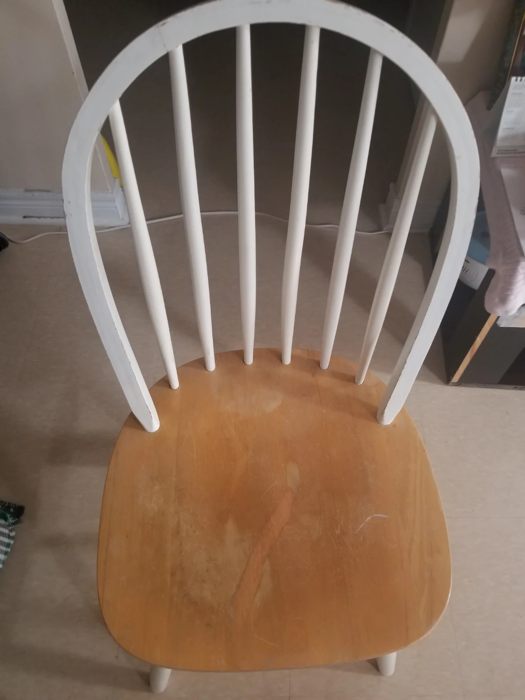 Windsor Style Wooden Chair - White and Natural Wood