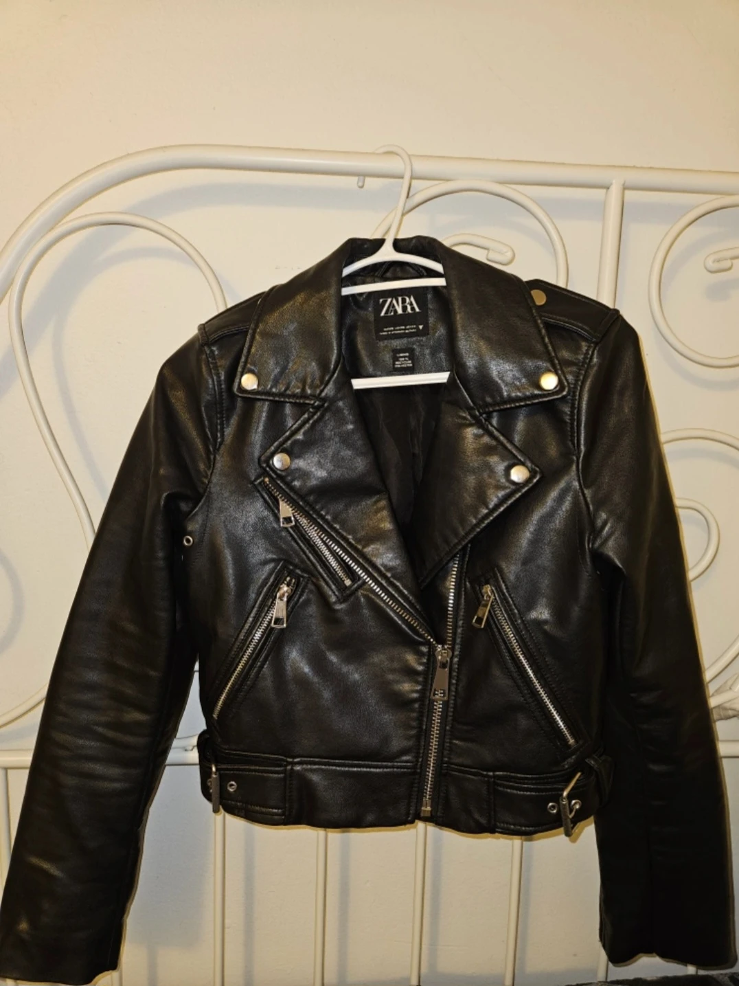 ZARA Black Faux Leather Moto Jacket - photo 2