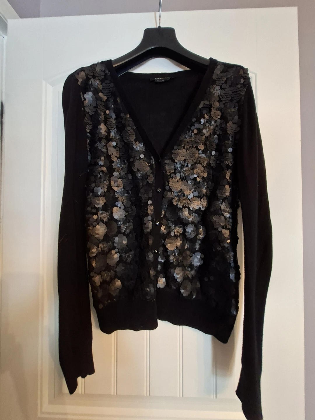 BCBGMAXAZRIA Black Sequin Cardigan
