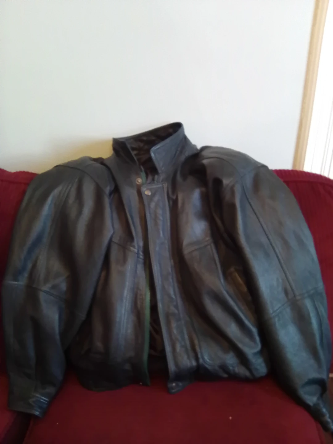 Dark green leather jacket