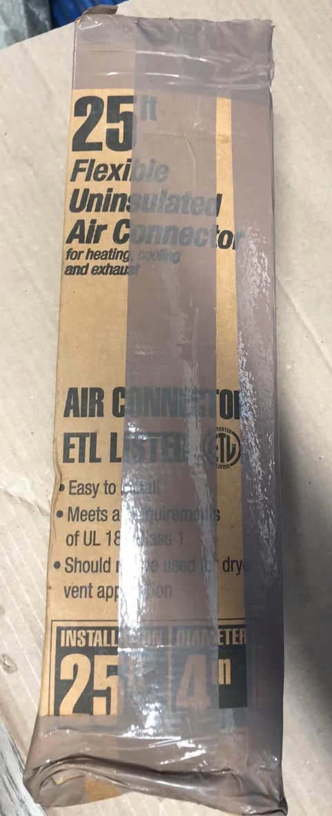 25' Flexible Uninsulated Air Connector Heating, Cooling, Exhaust