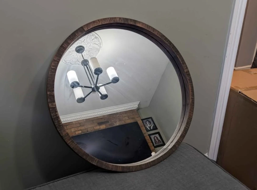 Bouclair Round Wood Framed Mirror - photo 3