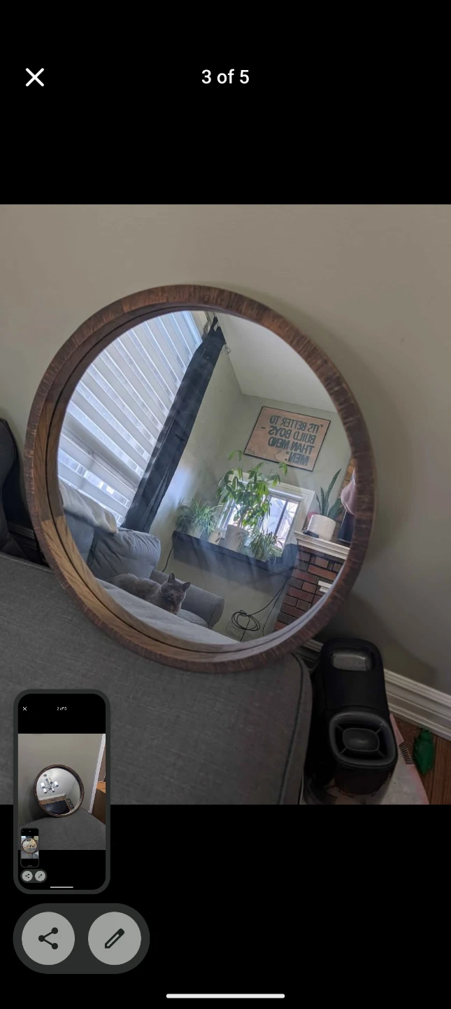 Bouclair Round Wood Framed Mirror - photo 4