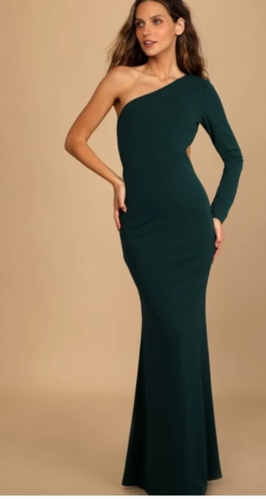 Lulus dark green One-Shoulder Maxi Dress - photo 3
