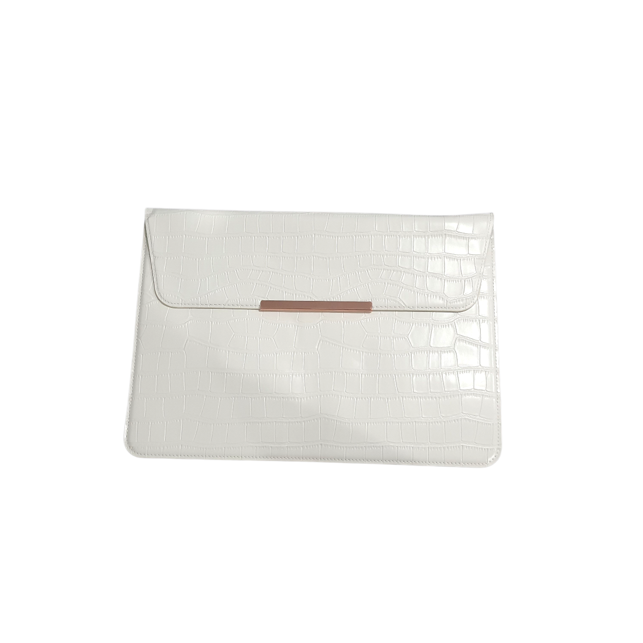 White Faux Croc Laptop Bag Set - photo 2