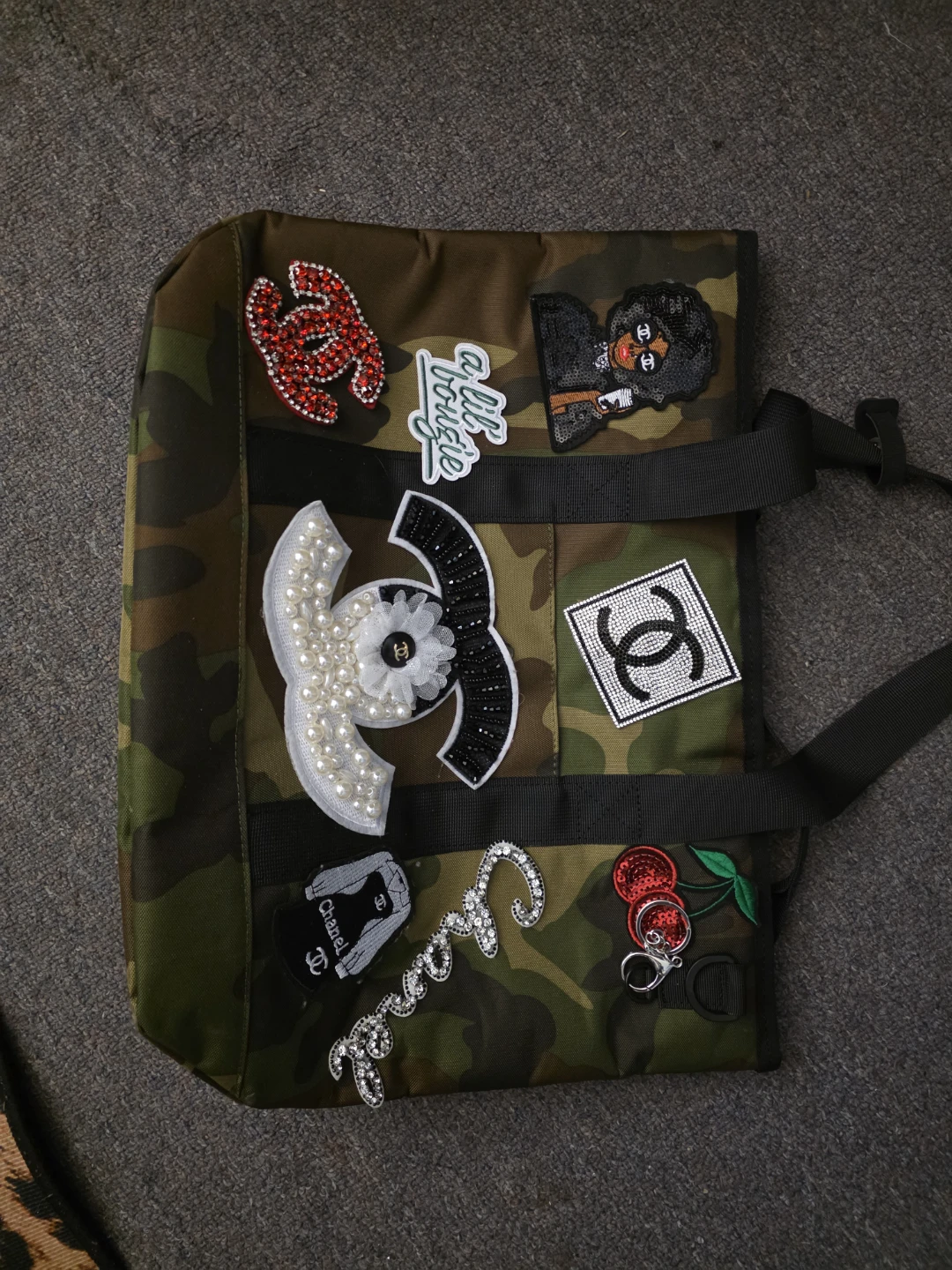 Camo Tote Bag with Embellishments