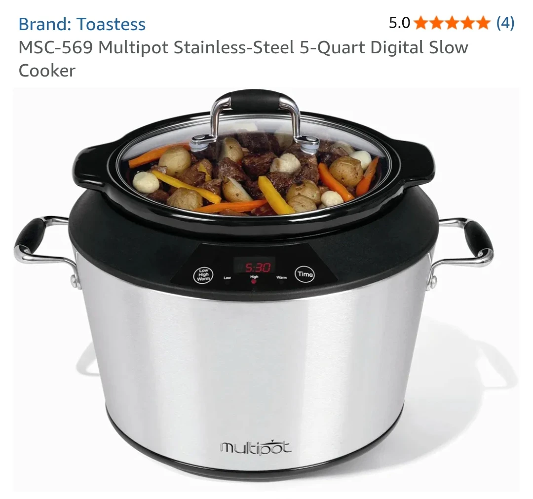 Toastess Multipot Stainless Steel 5-Quart Digital Slow Cooker🥕
