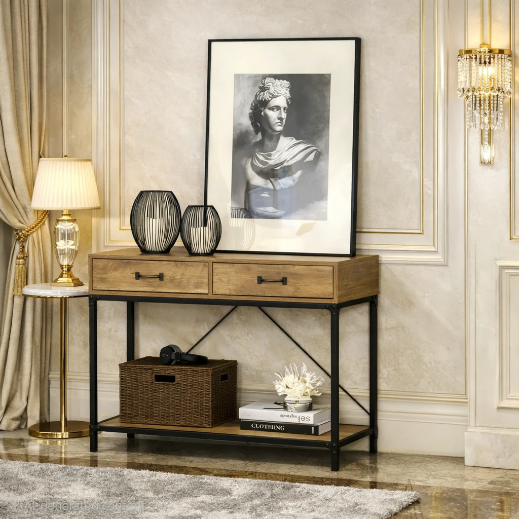 Brand new in box - Console Table with 2 Drawers and Shelf