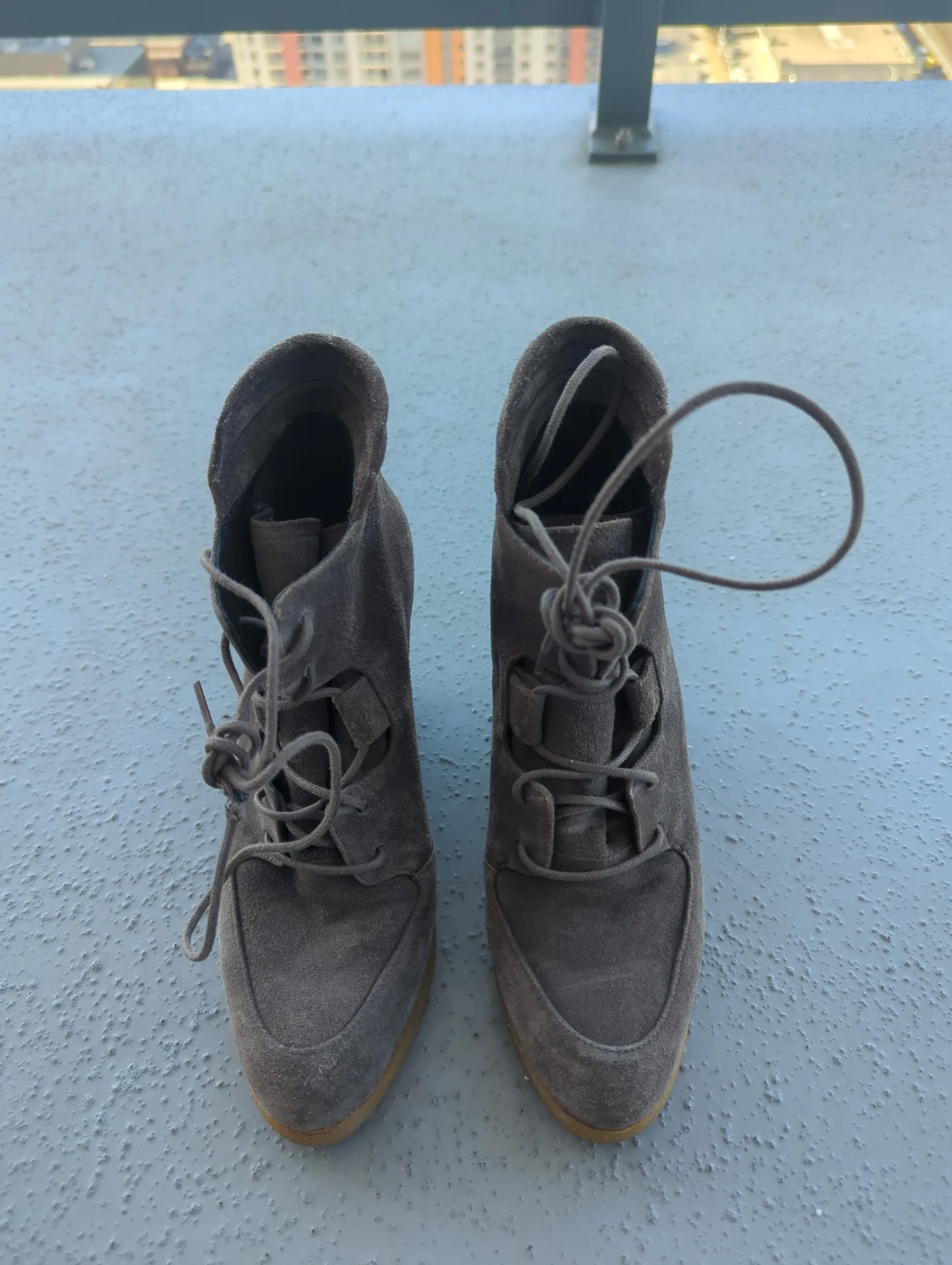 STUART WEITZMAN Dark Grey Suede Wedge Ankle Boots - photo 4