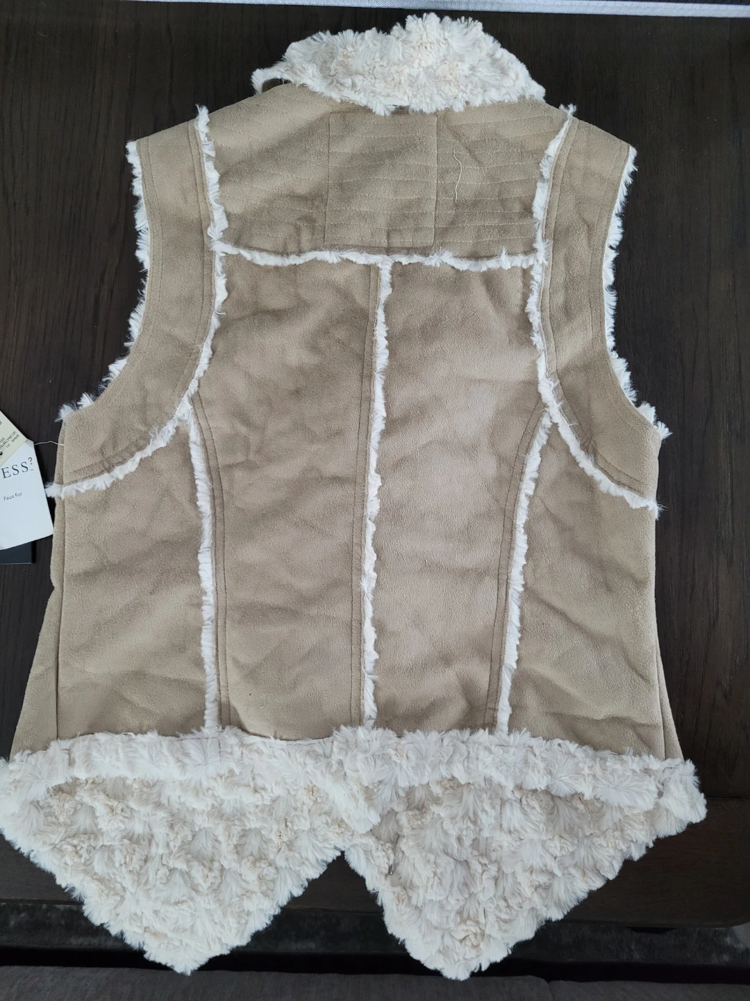 Guess Women's Faux Fur Trimmed Vest - Tan - photo 2