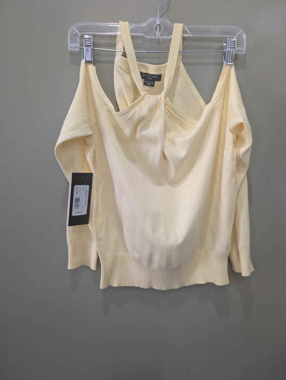 Marciano by Guess Cold Shoulder Sweater Top XS Cornsilk