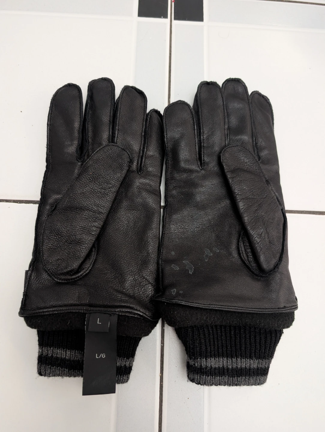 Black Genuine Leather Gloves - Size L/G - photo 2