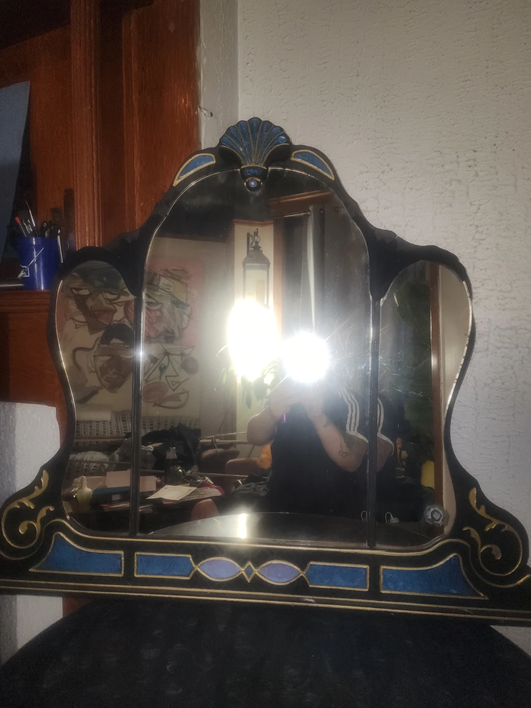 1934 Vanity Mirror Artist Upcycled - photo 5
