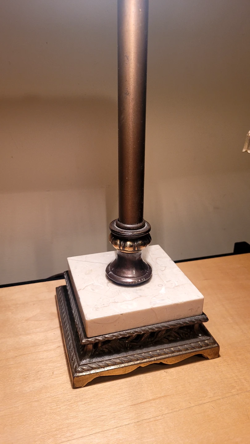 Bronze & Marble Bankers Lamp - photo 2