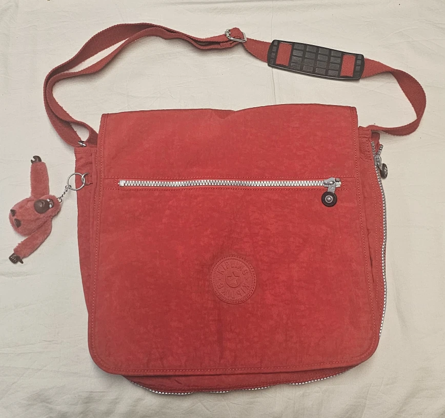 Kipling Messenger Bag with Monkey Chain red