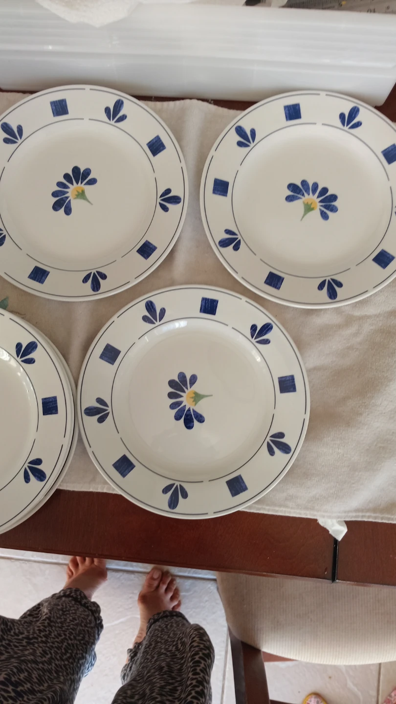 Set of 6 Medium Blue Floral Dinner Plates - photo 2