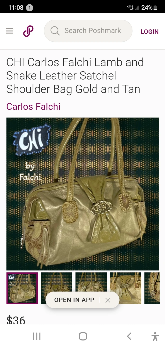 Carlos Falchi Lamb and Snake Leather Satchel Shoulder Bag - photo 3