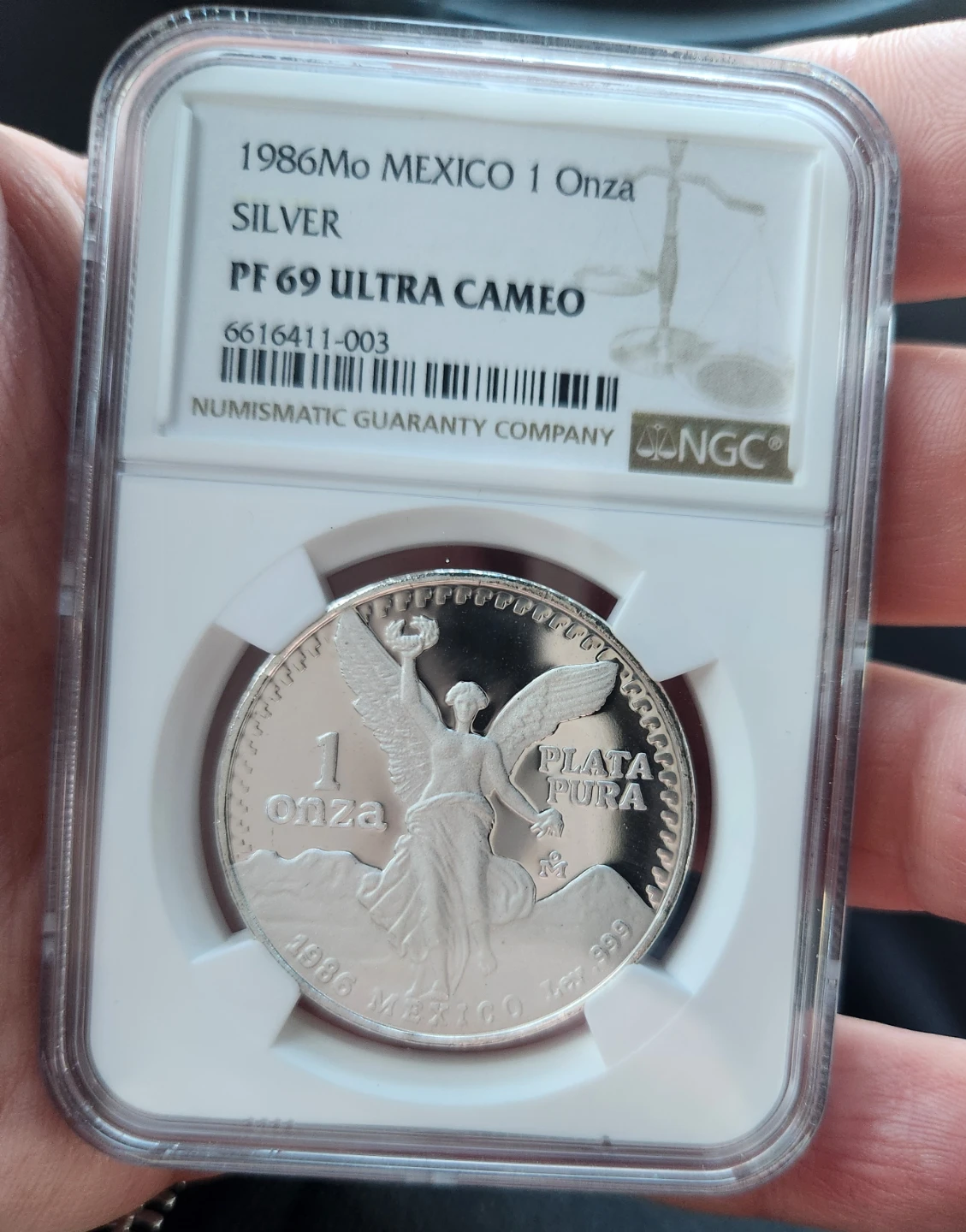 1986 Mexico 1 Onza Silver Coin NGC PF69 Ultra Cameo