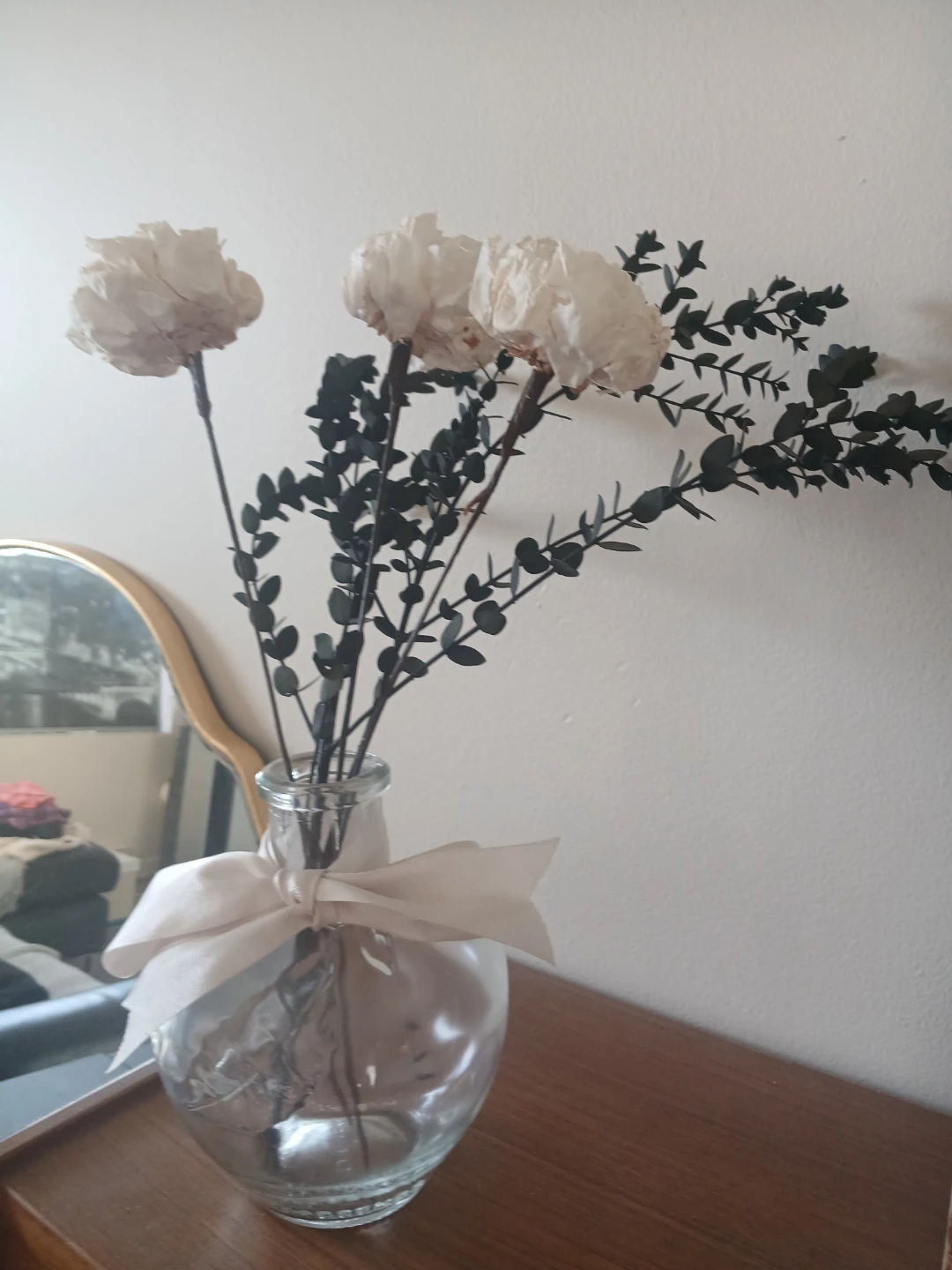 Decorative Dried Flower Arrangement in Glass Vase - photo 2