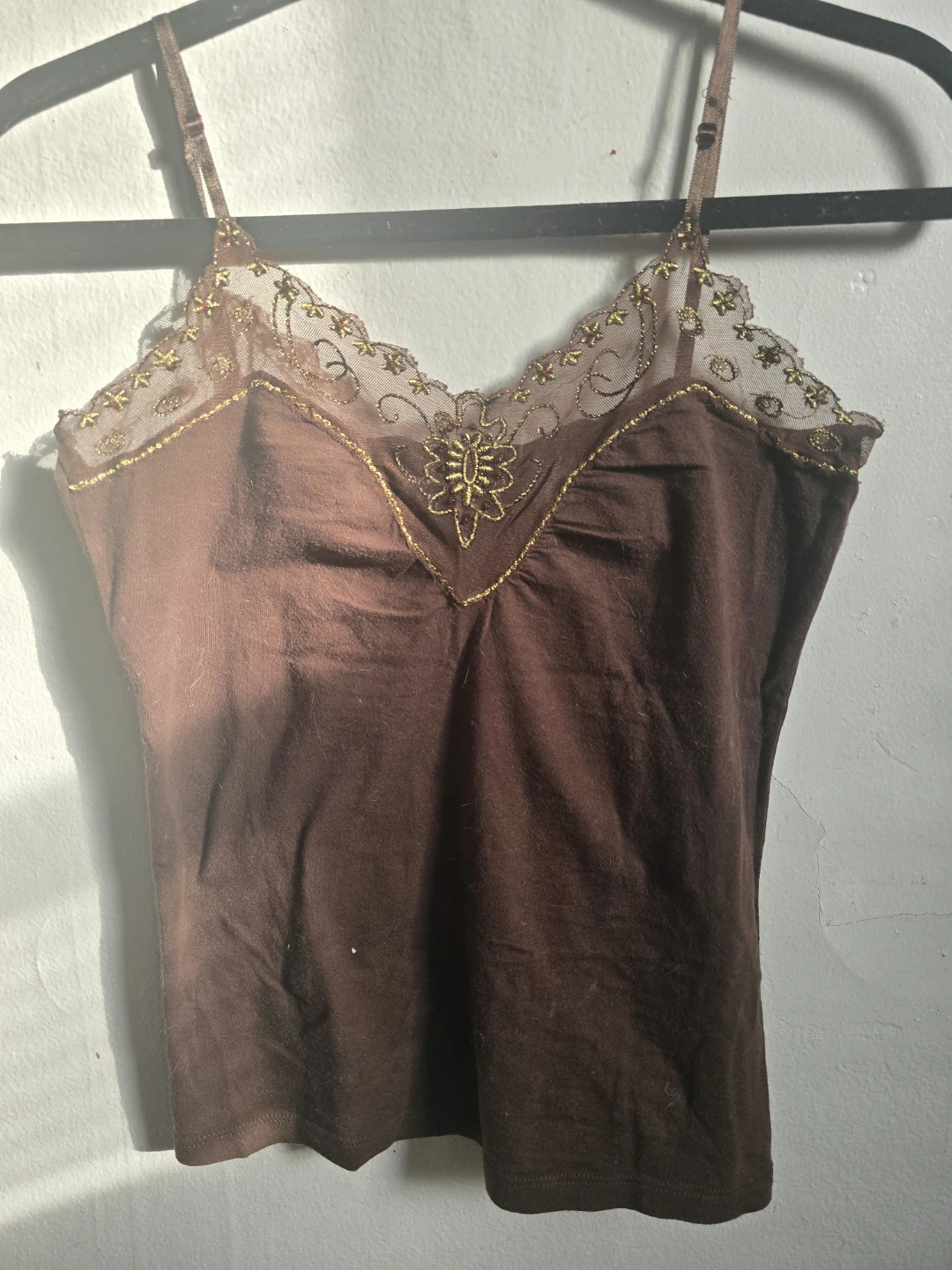 DKNY Jeans Brown Lace Trim Camisole Top - photo 5