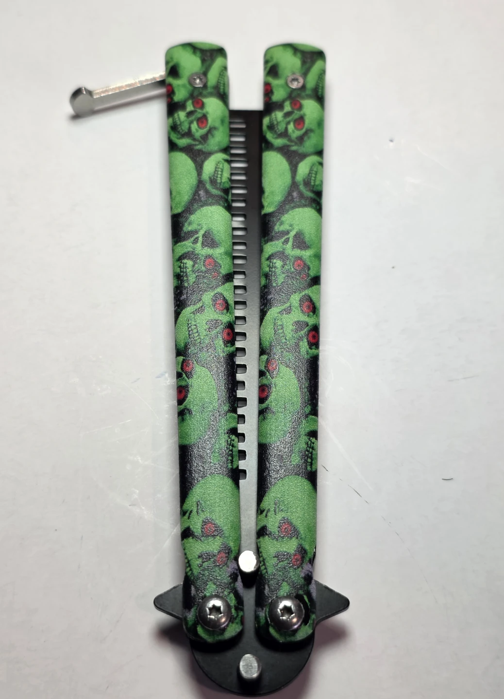 Stainless steel Folding Comb.Green💀Skull - photo 5