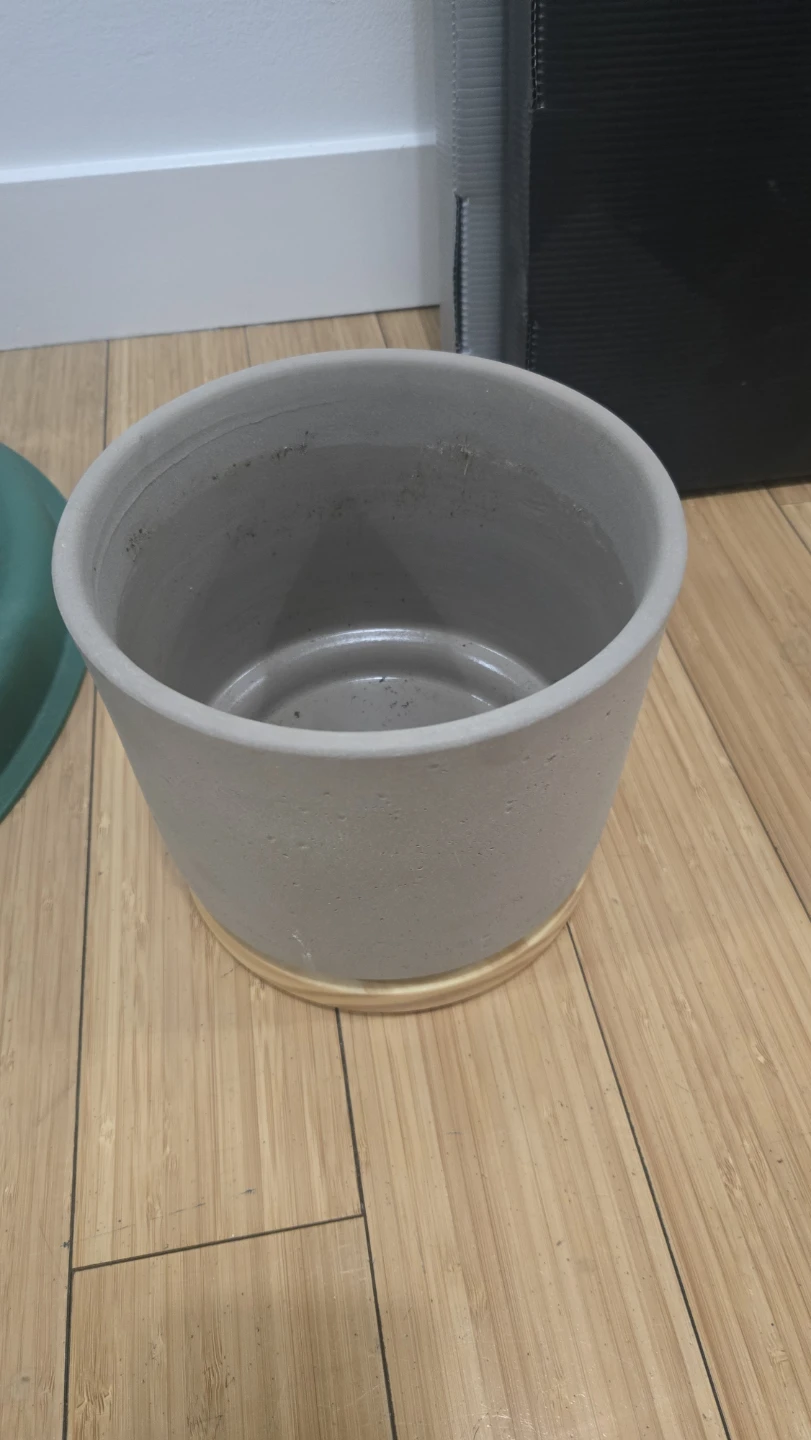Gray Ceramic Planter Pot with Saucer