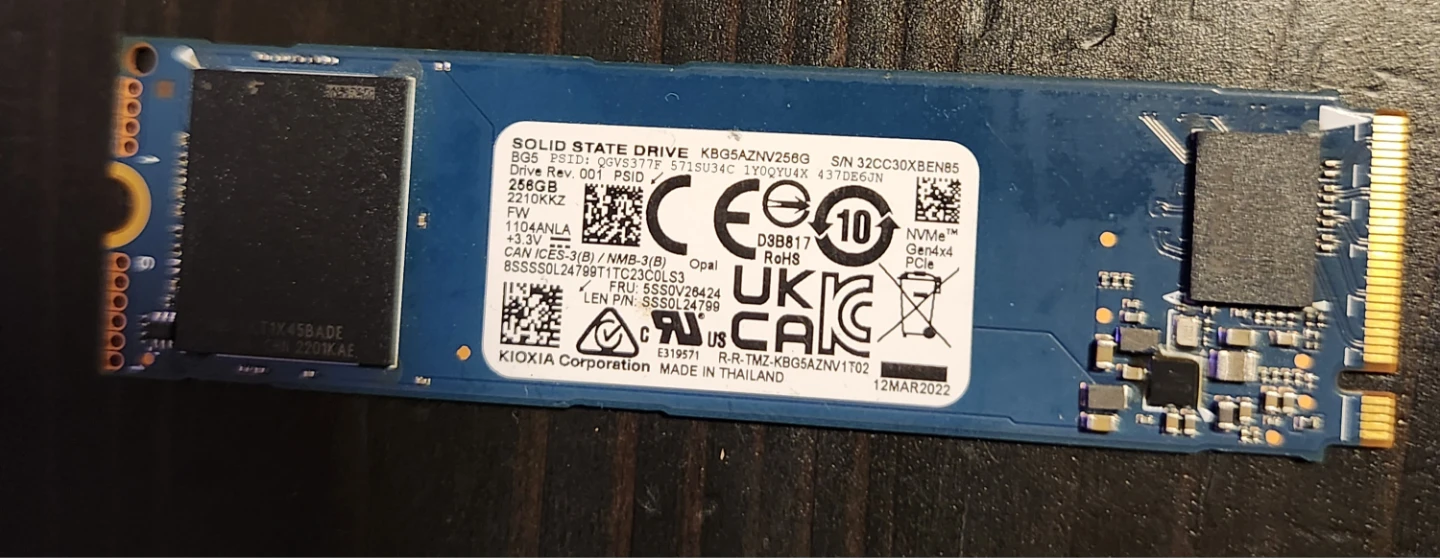 Kioxia 256GB NVMe SSD M.2