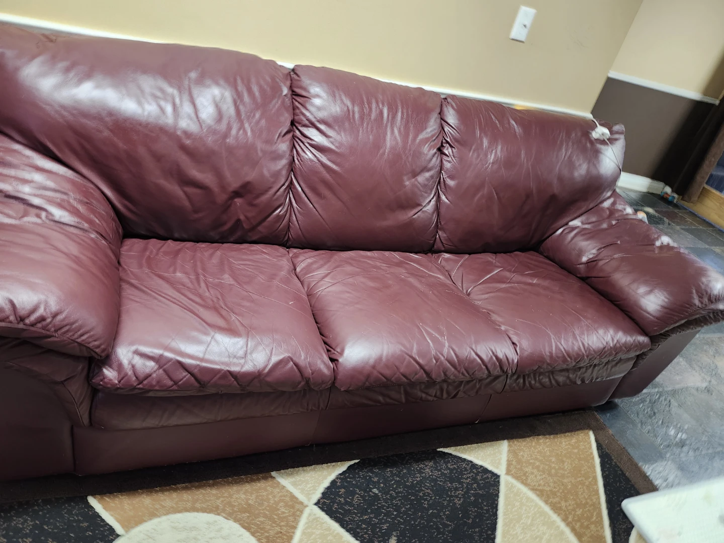 Burgundy Leather Sofa