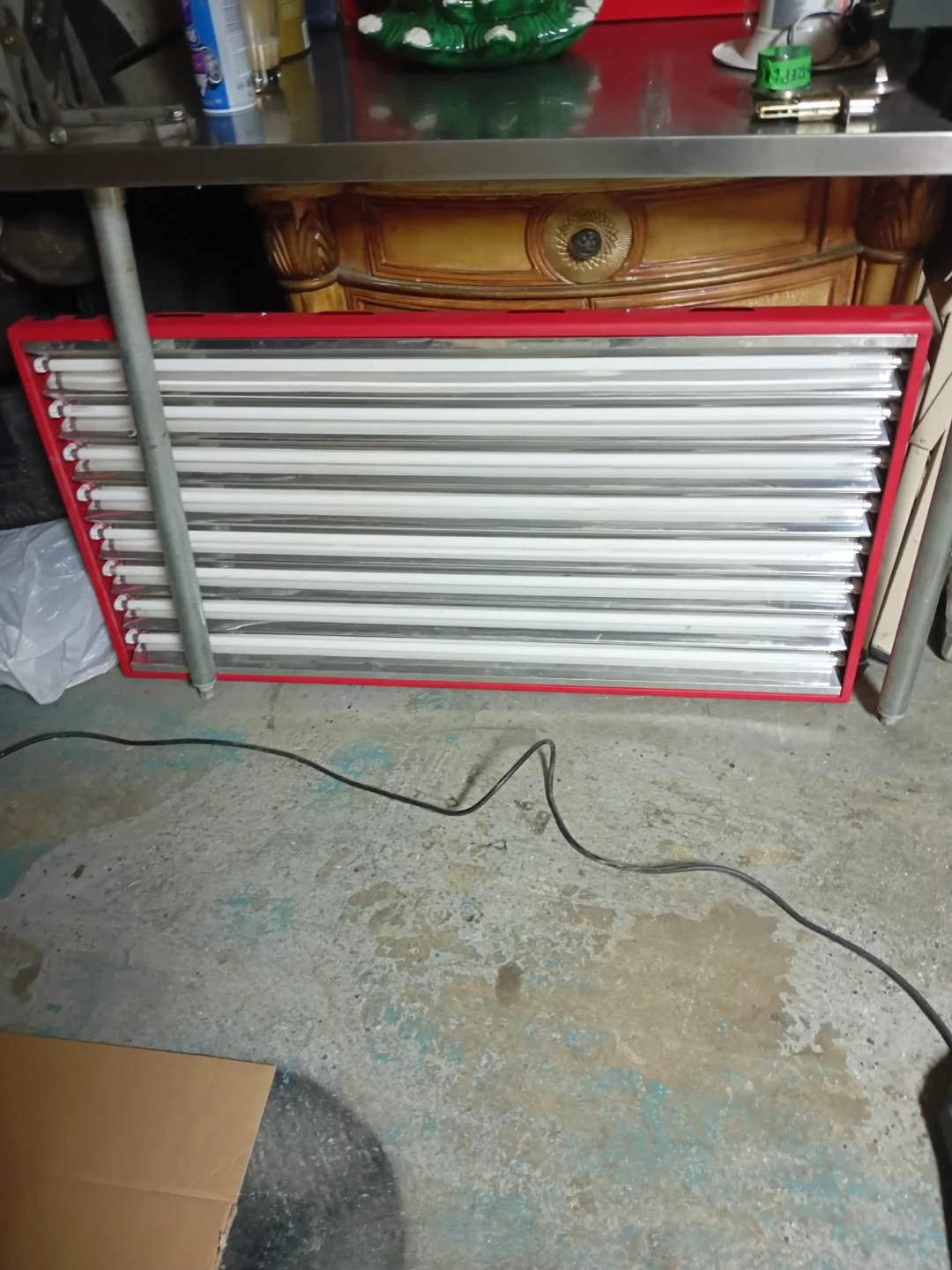 Red Fluorescent Light Fixture