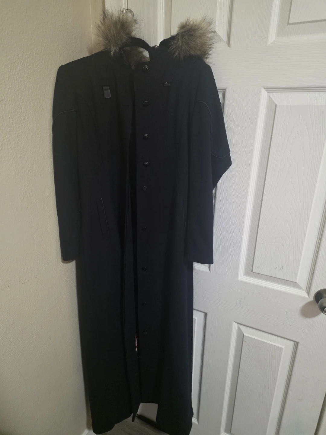 Black Maxi Coat with Fur Hood - photo 4