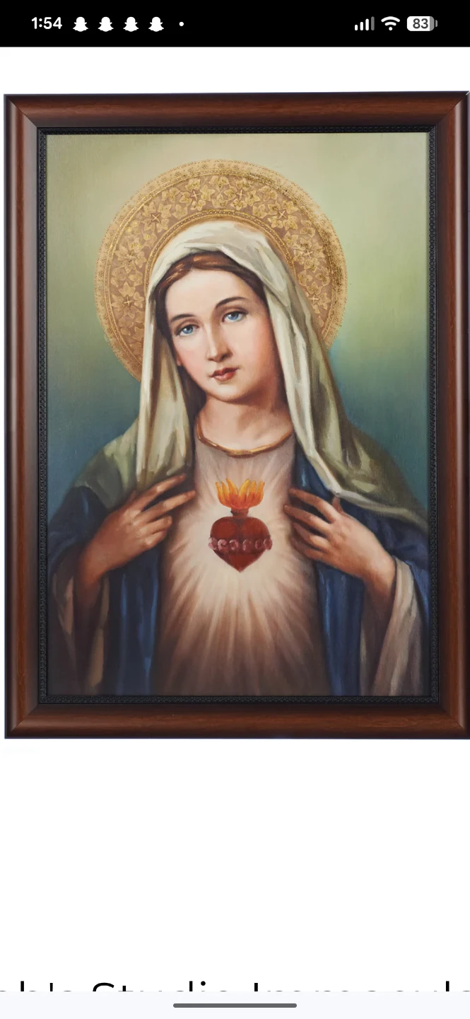 Religious Art Sacred Heart Immaculate Heart of Mary Framed - photo 5