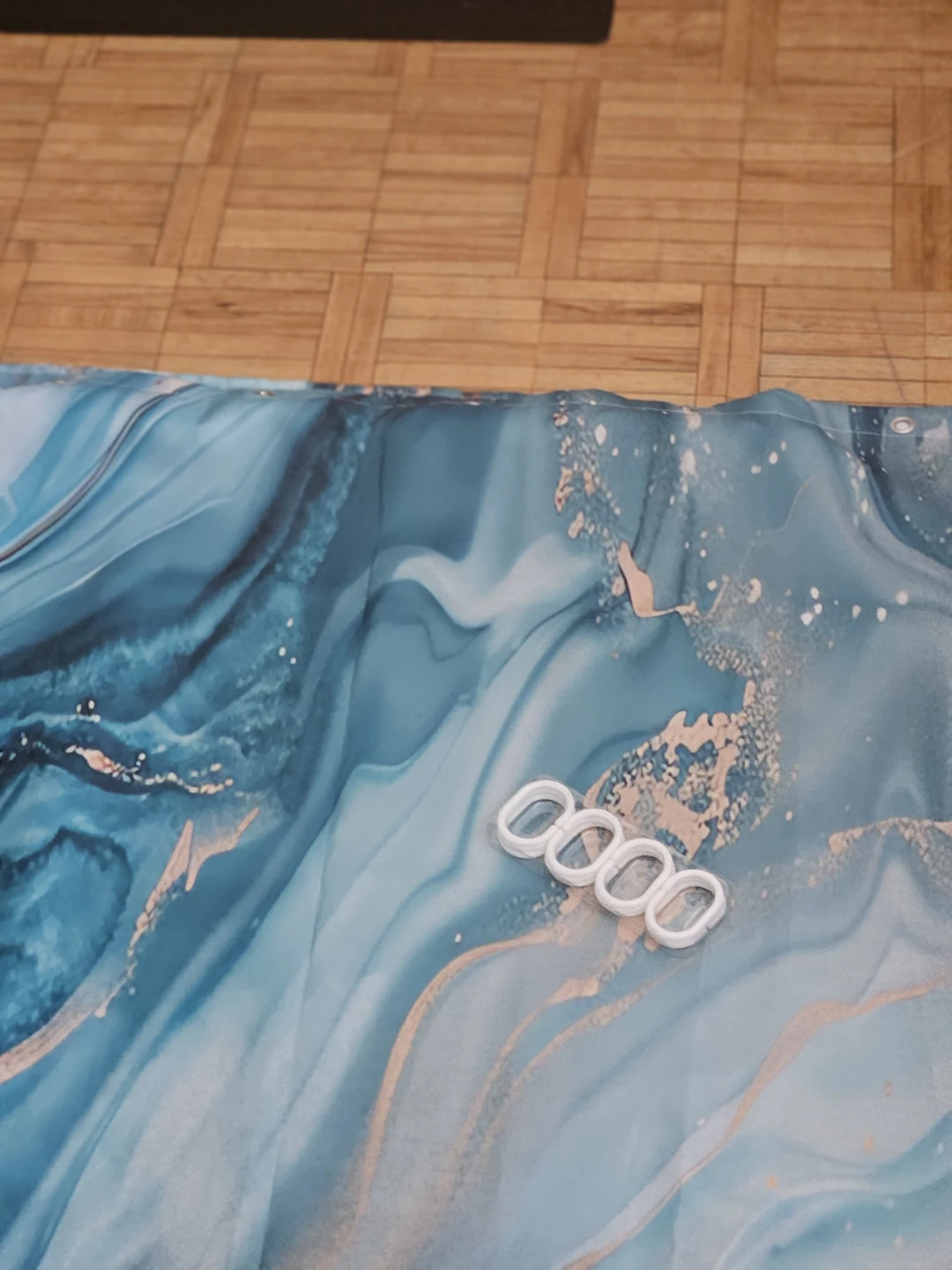 Blue Marble Shower Curtain with Rings - photo 2