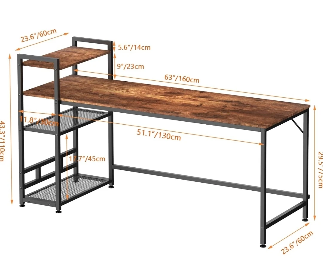 Computer Desk with Shelves - photo 2