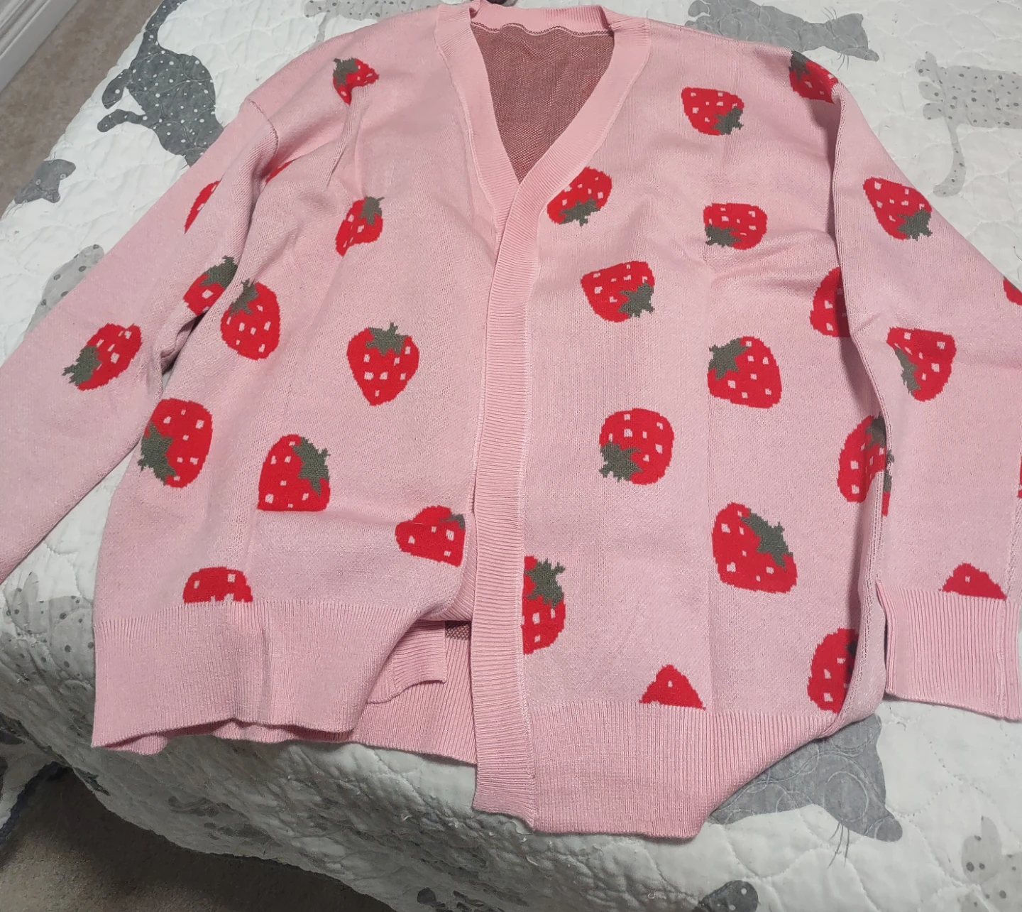Pink Strawberry Cardigan - large