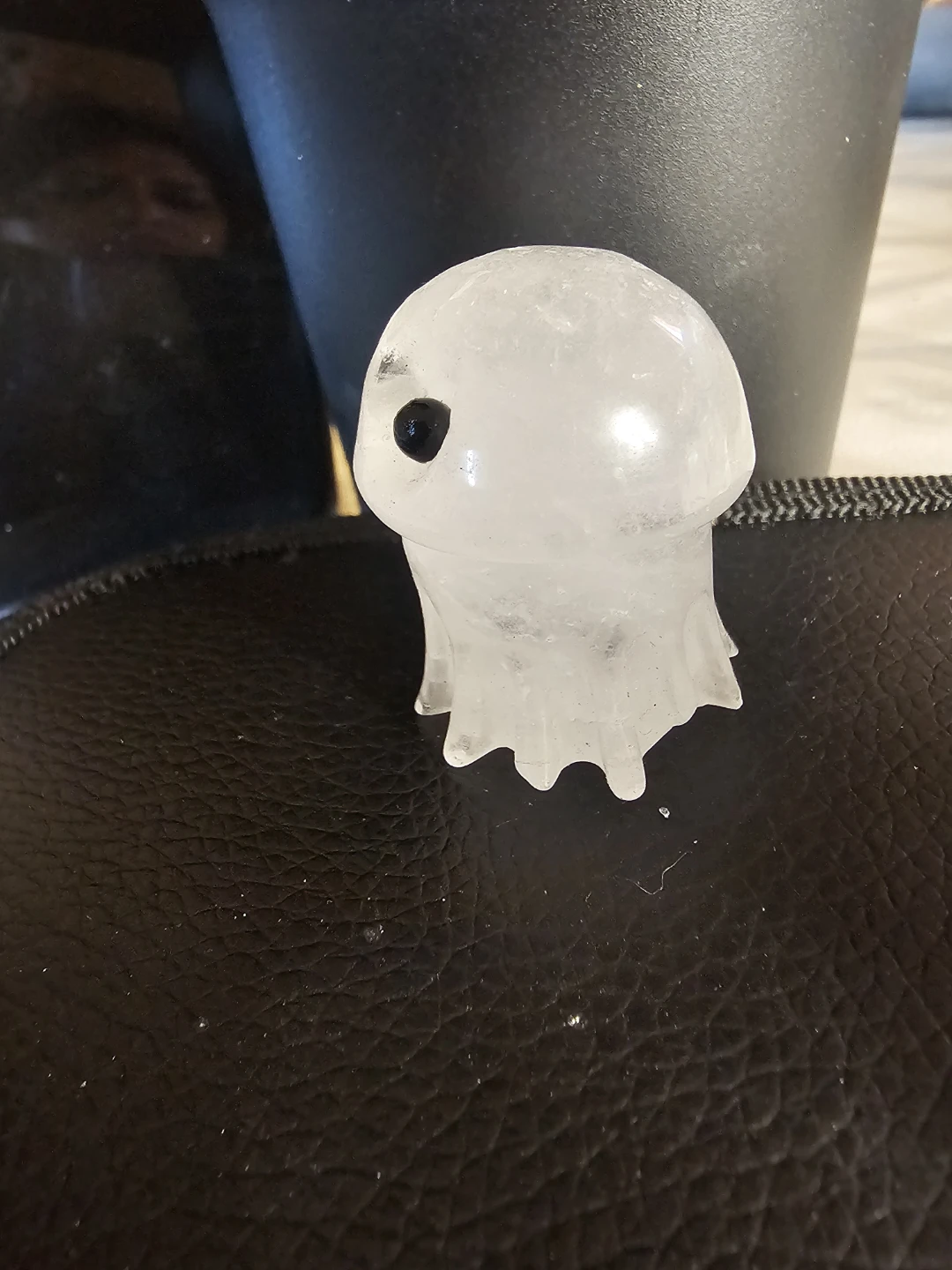 Carved Amethyst & Clear Quartz Jellyfish Crystal Figurine - photo 4
