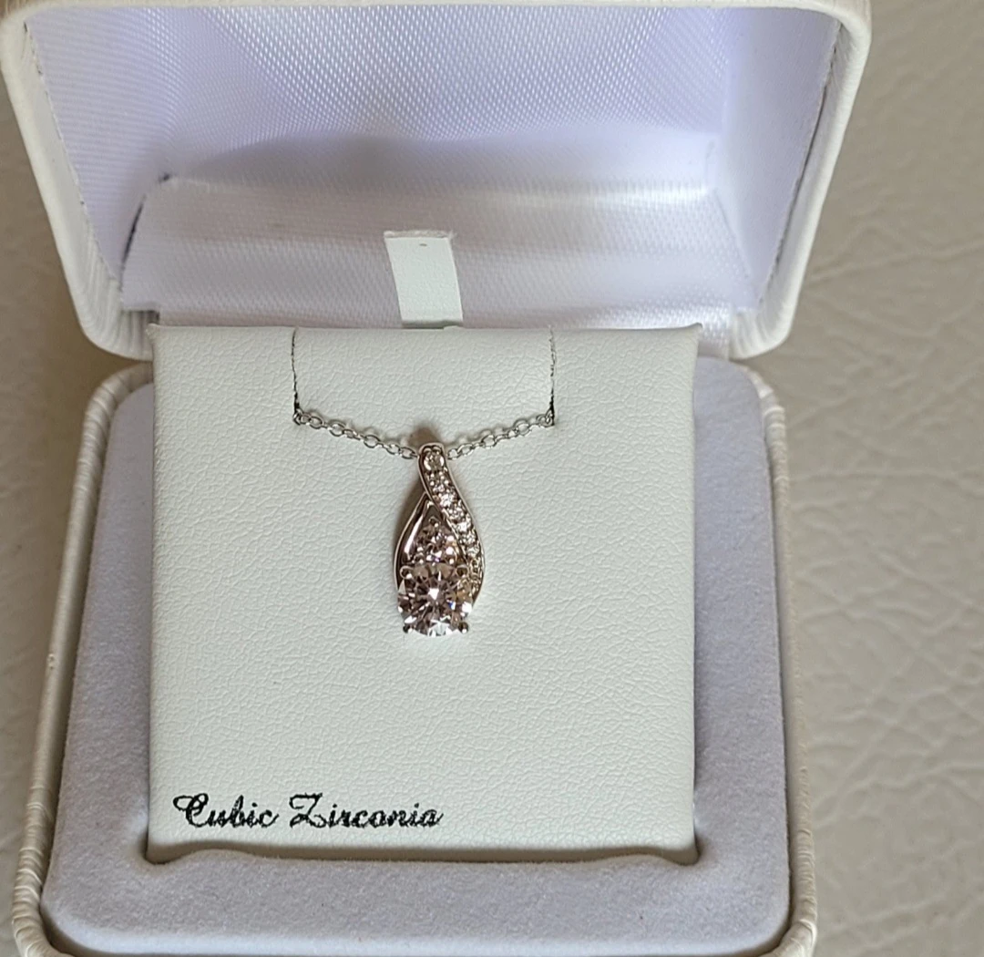 ♥️ NEW DIAMONLUXE Sterling Silver CZ Teardrop - photo 3